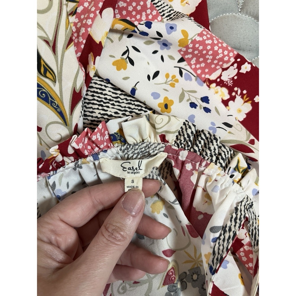 Easel Patchwork Floral Patchwork Maxi Dress Boho … - image 8